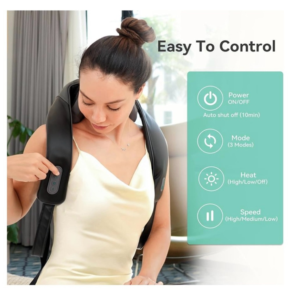 Cordless Neck Shoulder Massager with Soothing Heat back, neck, shoulder  New - Picture 6 of 8